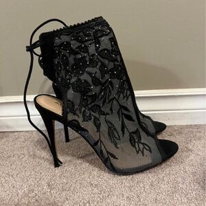 Aldo Black Lace Peep-Toe Heels